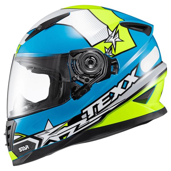 Imagem de Capacete texx wing superstar azul verde e branco