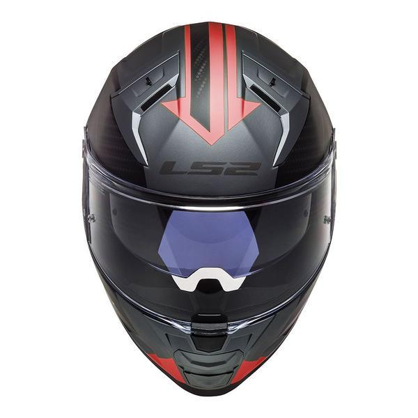 Imagem de Capacete Tricomposto Ls2 FF811 Vector 2 Splitter Titanium e Vermelho Masculino e Feminino Carbono