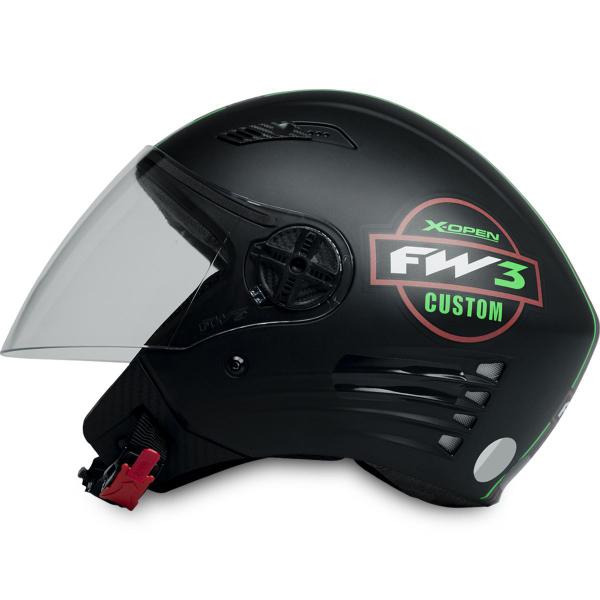 Imagem de Capacete X Open Preto Fosco Verde Tam 60 Viseira Dourada