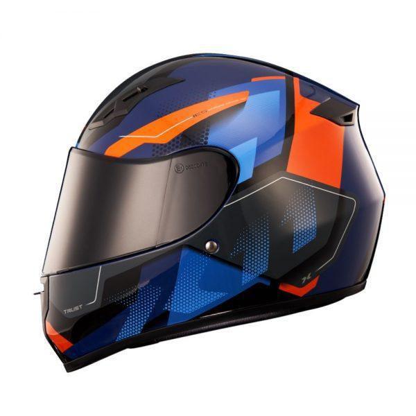 Imagem de Capacete X11 Trust Pro Viseira Extra - 62 - Azul E Laranja