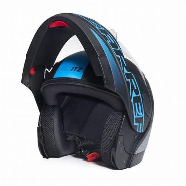 Imagem de Capacete Zarref Neon V5 Preto Fosco Azul Robocop TAM 56