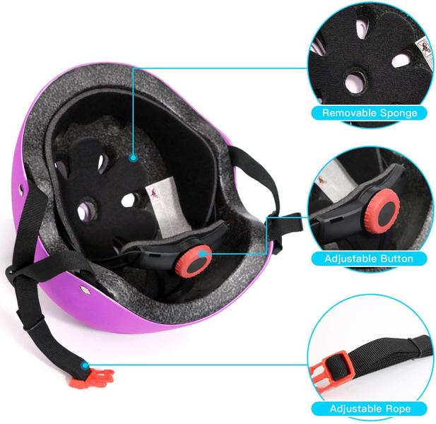 Capacete ZLEIOUY ajustável para crianças de 5 a 16 anos com almofadas Imagem de Capacete ZLEIOUY ajustável para crianças de 5 a 16 anos com almofadas