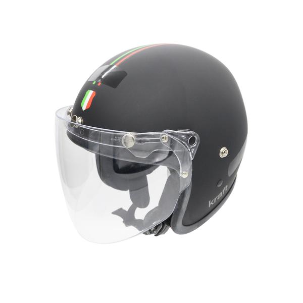 Imagem de Capacetede Moto Aberto Custom Old School Itália Preto Viseira Full Face Cristal