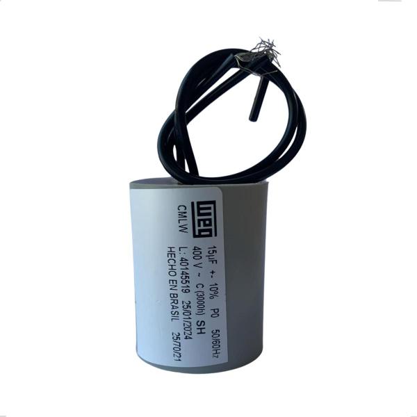 Imagem de Capacitor 15uf 380/400v 50-60hz 2 Fios Motores Maquina de Lavar Lavadora Brastemp Electrolux Motores - WEG