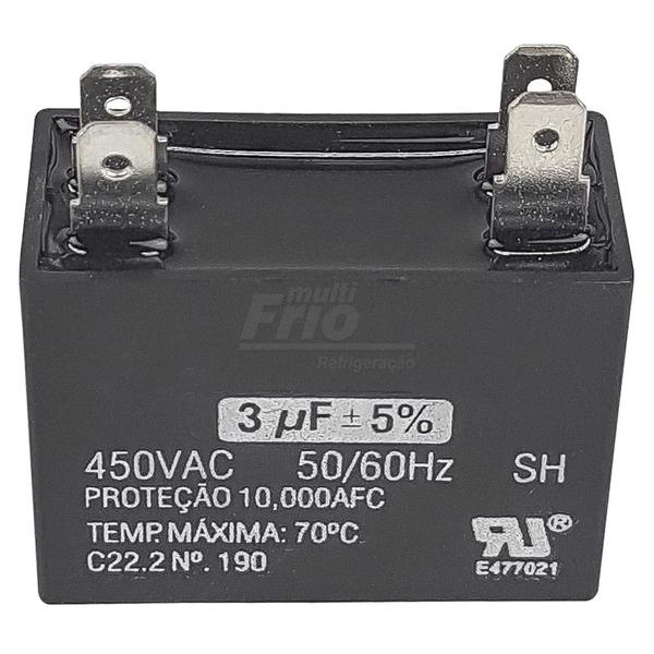 Imagem de Capacitor 3,0 mf 450v (retangular) 37x17x27