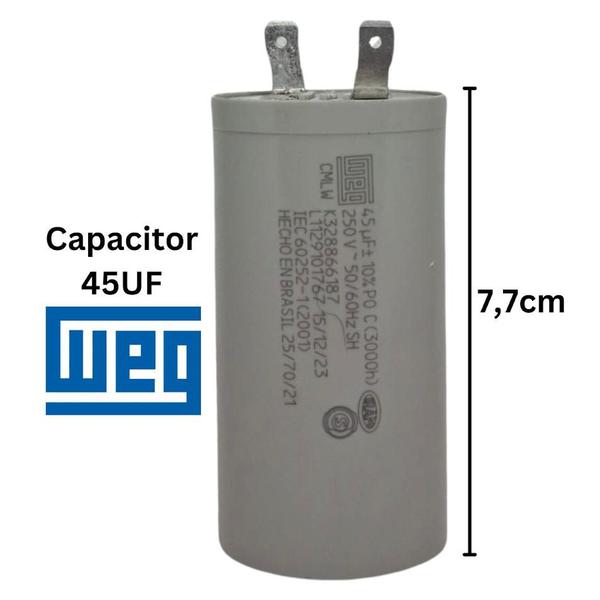 Imagem de Capacitor 45UF 250v Brastemp Consul Electrolux 127v Weg