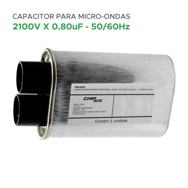 Imagem de Capacitor Alta Tensão Para Forno Microondas 0,80uf 2100v