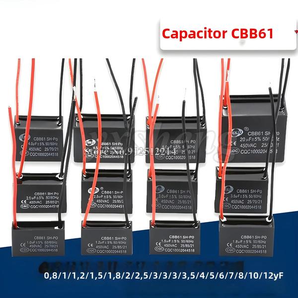 Imagem de Capacitor CBB61 de Partida para Motor de Exaustor de Teto - Alta Tensão (0,8-20µF 450V)