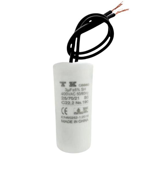 Imagem de Capacitor De Partida 3uF 400V 25x55mm (2fios)