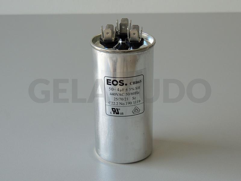 Imagem de Capacitor duplo 50+4 mfd 440v c/terminal 50 x 100  corpo aluminio