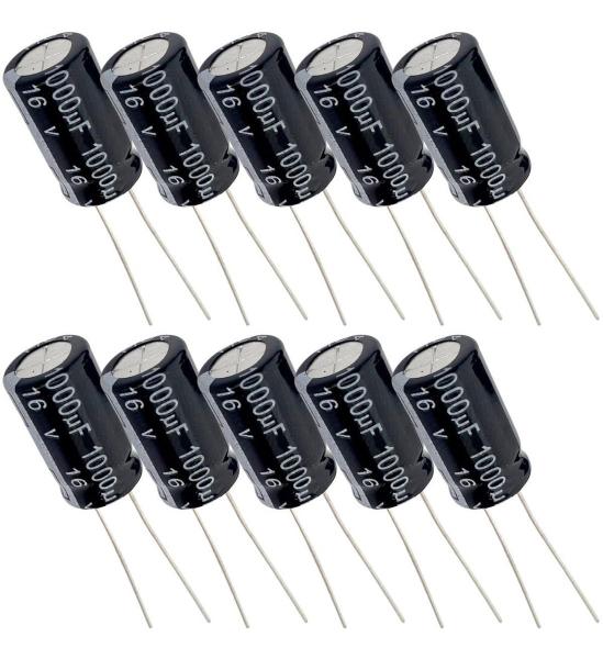 Imagem de Capacitor Eletrolítico 1000uF 16V  - Kit 10 Peças