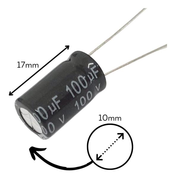 Imagem de Capacitor Eletrolítico 100uF 100V  - Kit 10 Peças