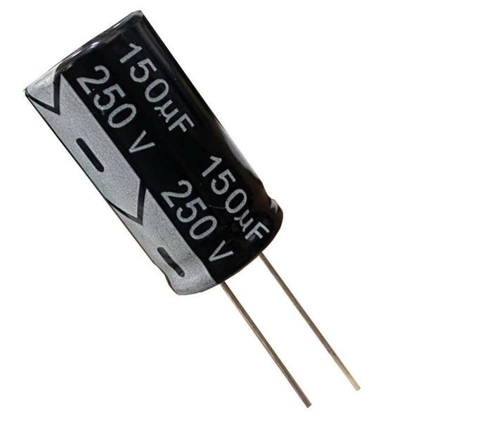 Capacitor eletrolitico 150x250v - 150 uf x 250v - 105 graus - TOPMAY Imagem de Capacitor eletrolitico 150x250v - 150 uf x 250v - 105 graus