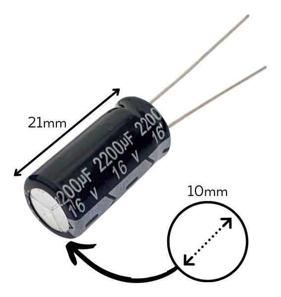 Imagem de Capacitor Eletrolítico 2200uF 16V  - Kit 10 Peças