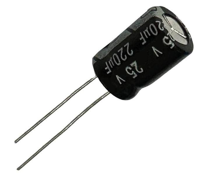 Imagem de CAPACITOR ELETROLITICO 220X25V - 220UF X 25V - 220MF X 25V - 105º GRAUS