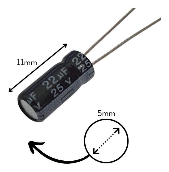 Imagem de Capacitor Eletrolítico 22uF 25V  - Kit 10 Peças