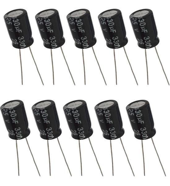 Imagem de Capacitor Eletrolítico 330uF 25V  - Kit 10 Peças