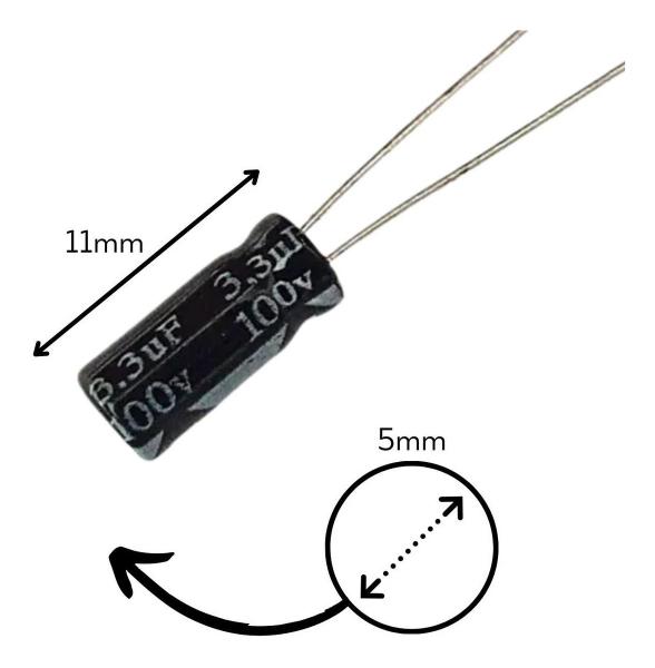 Imagem de Capacitor Eletrolítico 3,3uF 100V  - Kit 10 Peças