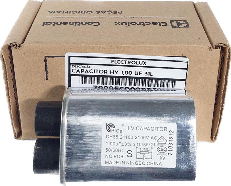 Capacitor HV 1,00UF para Microondas Electrolux ME41X / MEC41 Original Imagem de Capacitor HV 1,00UF para Microondas Electrolux ME41X / MEC41 Original