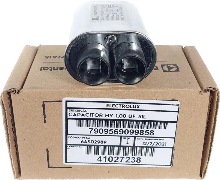 Capacitor HV 1,00UF para Microondas Electrolux ME41X / MEC41 Original Imagem de Capacitor HV 1,00UF para Microondas Electrolux ME41X / MEC41 Original