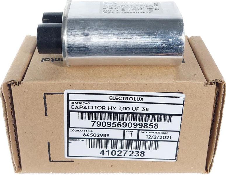 Capacitor HV 1,00UF para Microondas Electrolux ME41X / MEC41 Original Imagem de Capacitor HV 1,00UF para Microondas Electrolux ME41X / MEC41 Original