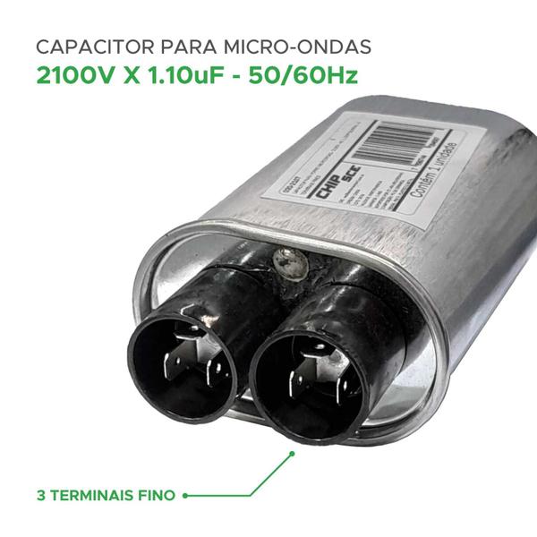 Imagem de Capacitor Para Micro-ondas 1.10uf X 2100v 3 Terminais Finos