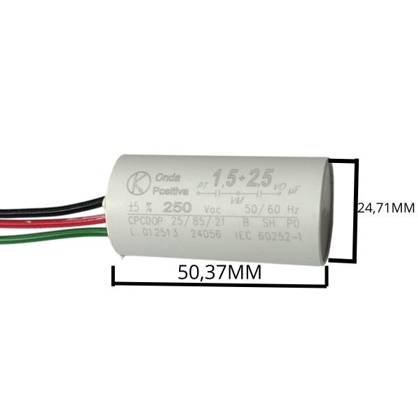 Capacitor Para Ventilador De Teto 127v Ventisol 1.5uf + 2.5u Imagem de Capacitor Para Ventilador De Teto 127v Ventisol 1.5uf + 2.5u