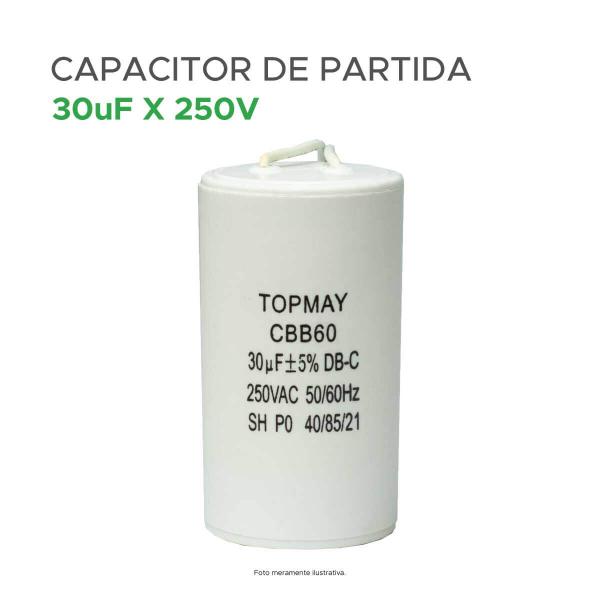 Imagem de Capacitor Partida 30uf - 250v P/ Motor Portão Eletrônico