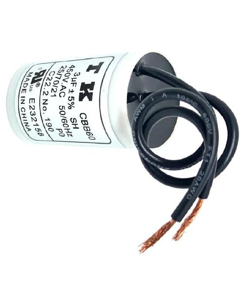 Imagem de Capacitor Partida De Motor 3uf 450vac Com 2 Fios