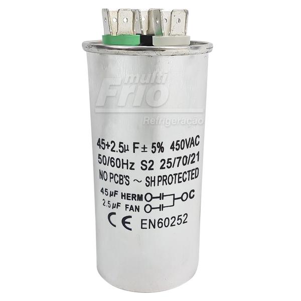 Imagem de Capacitor Permanente 45 + 2,5 uF 450V Duplo