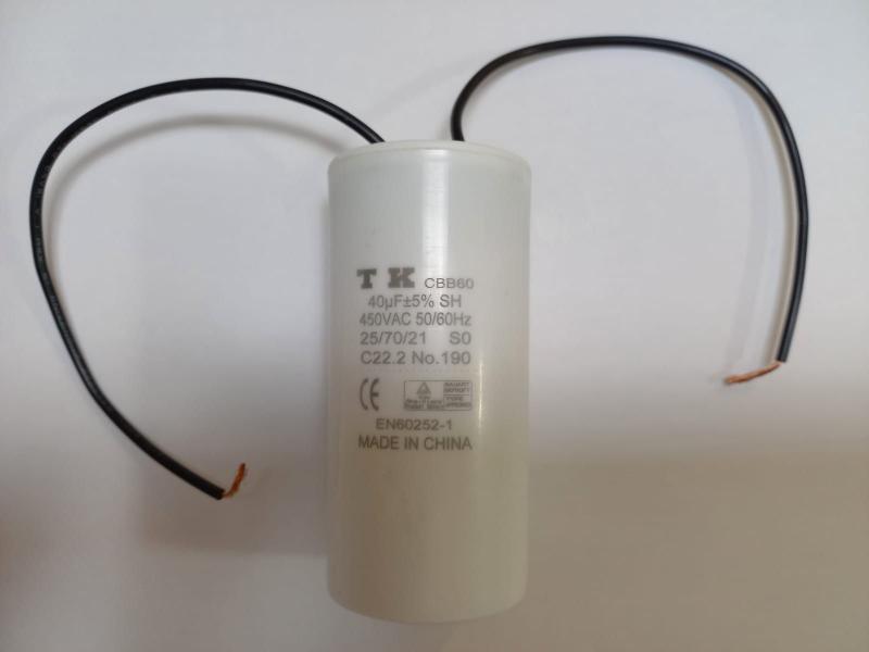 Imagem de Capacitor Permanente Motor 40uf 450vac 2 Fios Cbb60