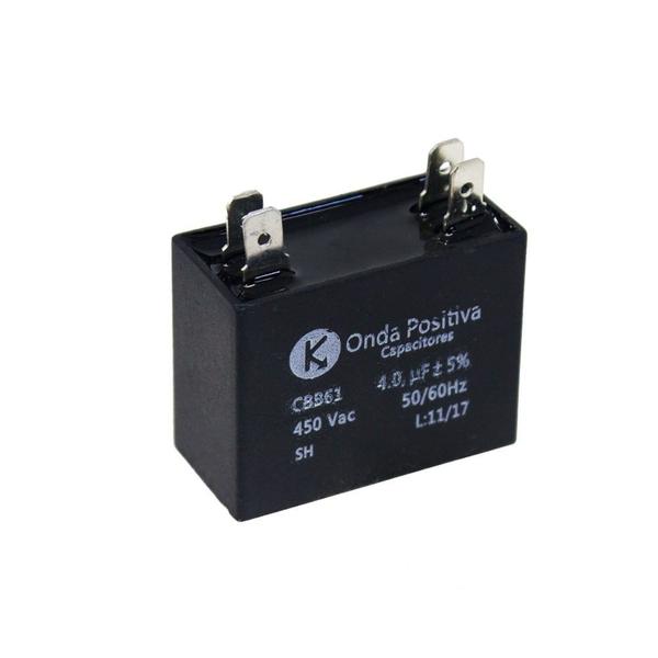 Capacitor Permanente Retangular 4uF 450VCA Onda Positiva Imagem de Capacitor Permanente Retangular 4uF 450VCA Onda Positiva