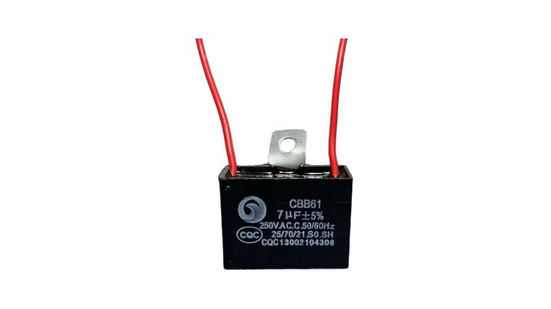 Imagem de Capacitor Quadrado 2 Fios Para Ventilador 7uf 250vac 50/60hz