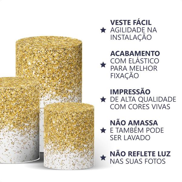 Imagem de Capas Cilindro Glitter Sublimado - Trio Veste Fácil Elástico