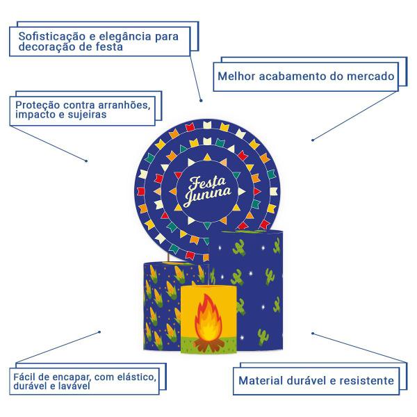 Imagem de Capas Cilindros Tecido Sublimado Junino E Painel Redondo