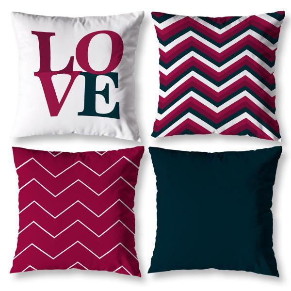 Imagem de Capas de Almofadas Decorativa Kit 4 Peças Estampada Chevron