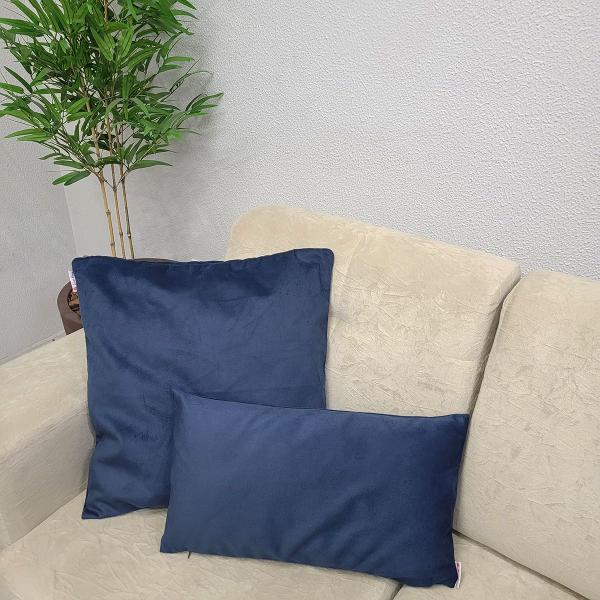 Imagem de Capas de Almofadas Decorativa Suede 50x50cm + Capa Retangular 50x30cm Glamour Luxo Azul