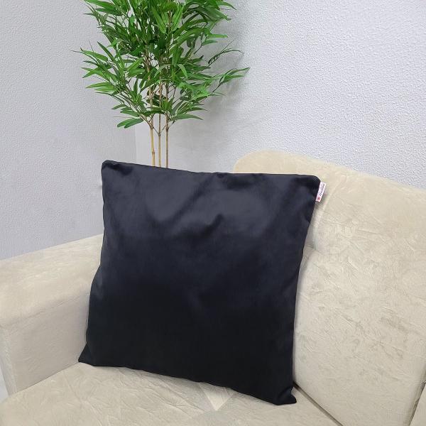 Imagem de Capas de Almofadas Decorativa Suede 50x50cm + Capa Retangular 50x30cm Glamour Luxo Preto