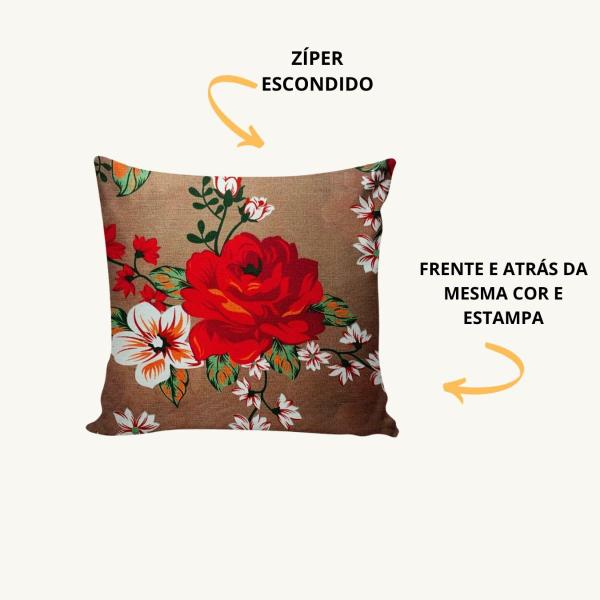 Imagem de Capas De Almofadas Maria Lisas E Estampadas 04 Unidades Vermelho Fleur