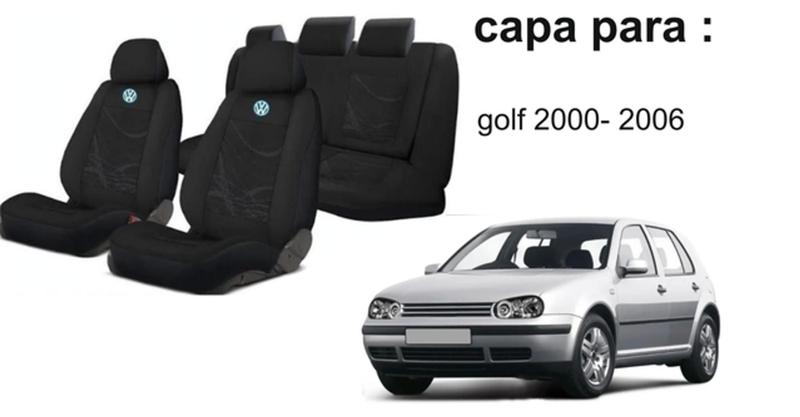 Imagem de Capas de Alta Qualidade para Bancos do Golf 2000-2006 + Volante e Chaveiro VW