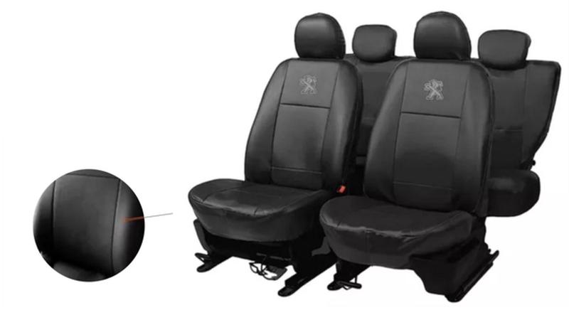 Capas de Alto Nível: Couro para Bancos Peugeot 208 2013-2020 + Capa de Volante + Chaveiro - Aero Print Imagem de Capas de Alto Nível: Couro para Bancos Peugeot 208 2013-2020 + Capa de Volante + Chaveiro