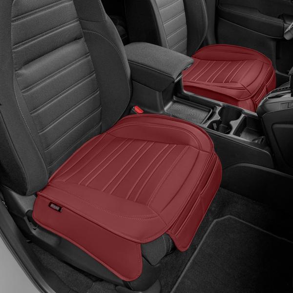 Imagem de Capas de assento de carro Motor Trend Faux Leather, pacote com 2 unidades, cor de vinho