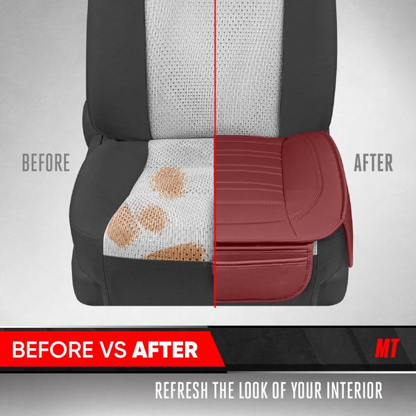 Imagem de Capas de assento de carro Motor Trend Faux Leather, pacote com 2 unidades, cor de vinho