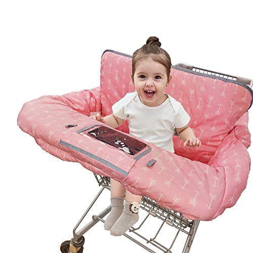 Imagem de Capas de carrinho de compras para baby girl, algodão high chair cover, máquina lavável para criança, criança, grande (rosa)