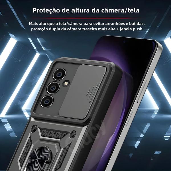 Imagem de Capas de Proteção Samsung Galaxy A - Série Armadura à Prova de Choque com Suporte para Carro (A15, A14, A54)