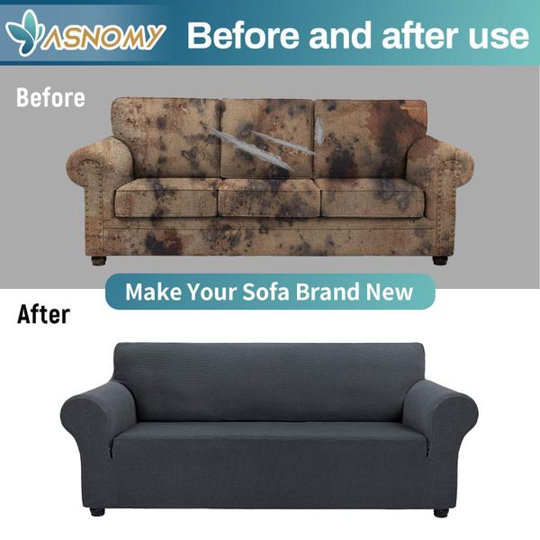 Imagem de Capas de sofá Asnomy Stretch Sofa Slipcovers Sofá com 3 almofadas