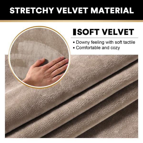 Imagem de Capas de sofá PrinceDeco Velvet para 2 almofadas Sofá Taupe