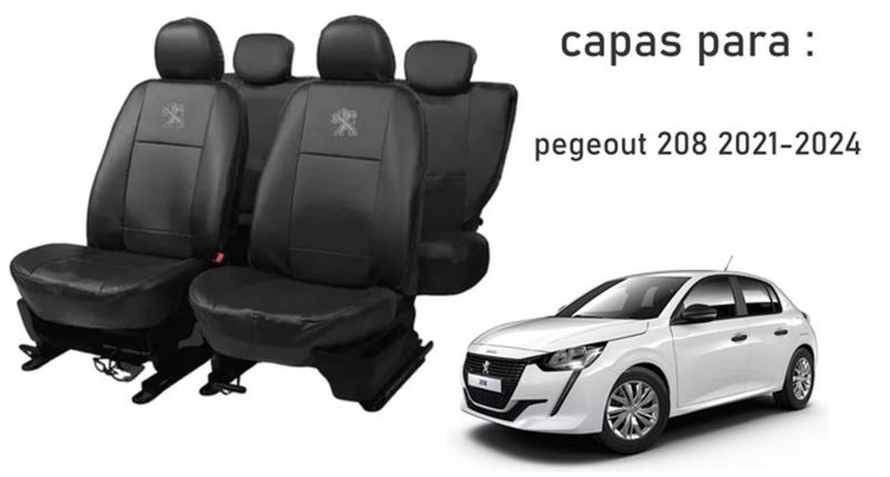 Imagem de Capas Premium: Couro para Bancos Peugeot 208 2021-2024 + Capa de Volante + Chaveiro