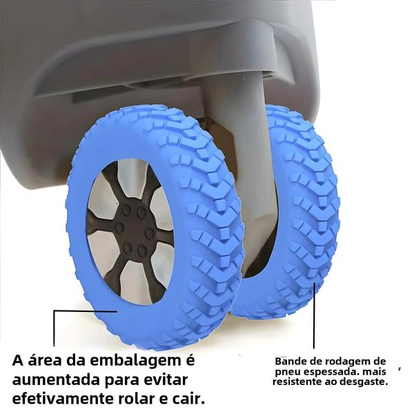 Imagem de Capas Silenciosas de Silicone para Rodas de Bagagem - Kit com 8 Peças - Ajuste Universal