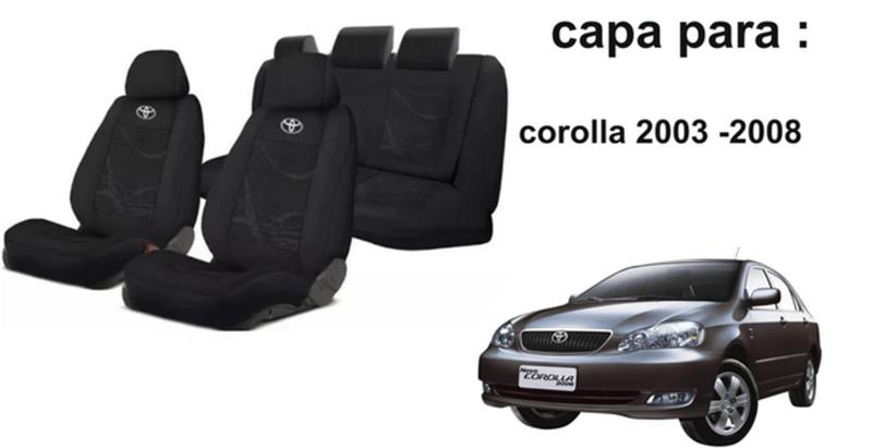 Imagem de Capas Tecido Personalizado Assentos Estofado Corolla 03-08 + Volante + Chaveiro